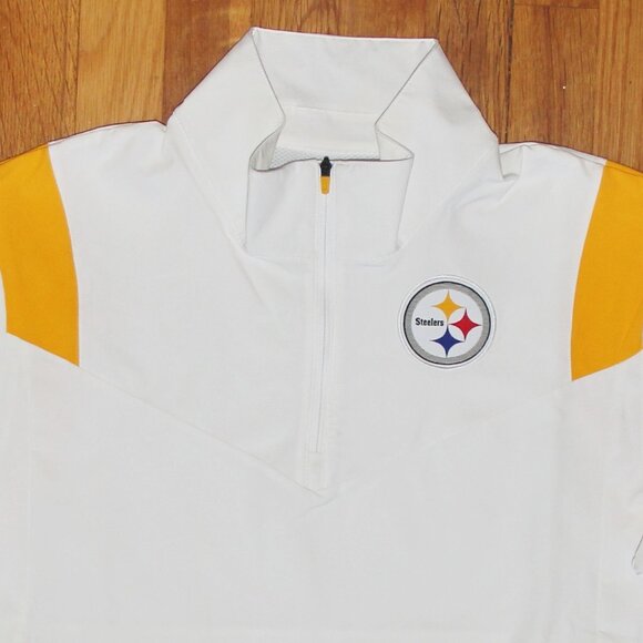 Nike Pittsburgh Steelers On Field 1/4 Zip Coaches Jacket Mens M White Black Gold - Picture 2 of 5